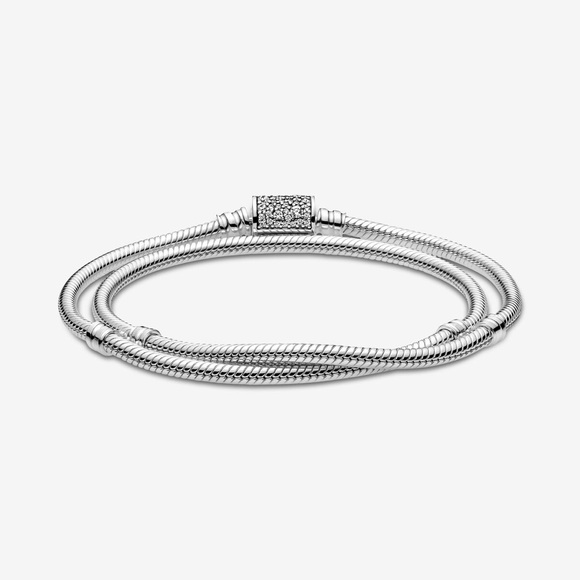 Pandora Moments Double Wrap Barrel Clasp Snake Chain Bracelet/Necklace - Picture 2 of 5